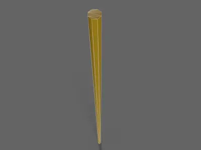 PBR Wushu Stick Yellow Low-poly 3D model