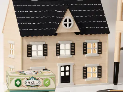 Crate and Barrel Wooden Easel Dollhouse and Decor for Kids 02 3D model