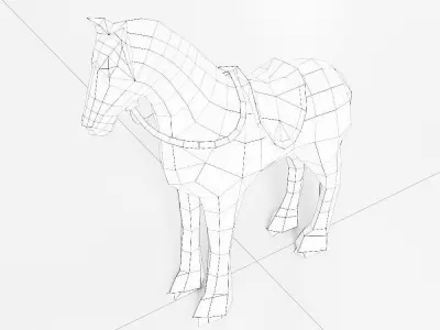 Horse low poly 3d model with saddle Low-poly 3D model