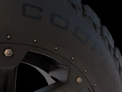 Off Road Truck Tire and Wheel 3D model