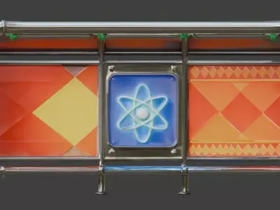Retro-Futuristic Atompunk Bus Stop model Low-poly 3D model