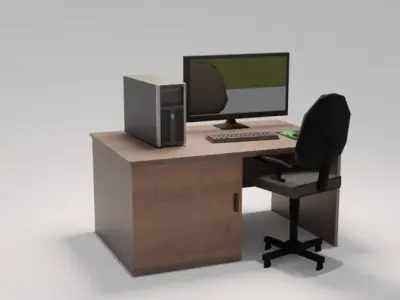 Computer Table  Free low-poly 3D model