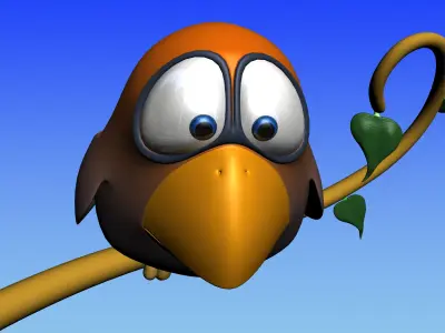 Cartoon Bird Rigged Low-poly 3D model
