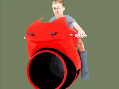 jet bike and rider 3D model