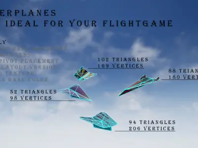 Paper plane - Package Low-poly 3D model