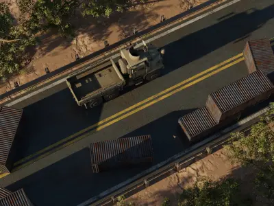 Road side Container with truck scene 3D model