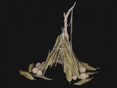 JUNGLE SWAMP SHELTER HUT HUNTER WILD TENT AAA COLLECTION Low-poly 3D model