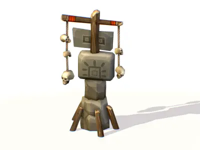 Handpaint Cartoon Stone Memorial Totem Symbol Low-poly 3D model