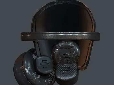 Gas mask helmet 3d model scifi Low-poly  Low-poly 3D model