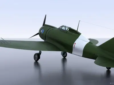 Re2000 Falco I - Catapult version - Rigged Low-poly 3D model