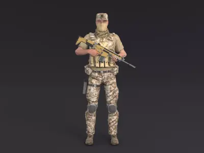 Soldier Rigged Low-poly 3D model