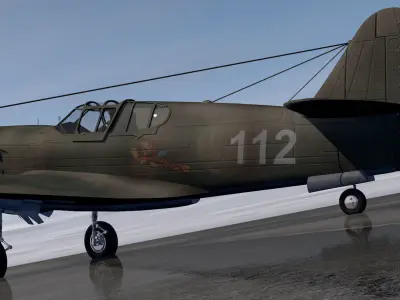 Curtiss P-40E Warhawk 3D model
