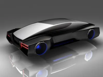 Hover car Set 4in1 Low-poly 3D model