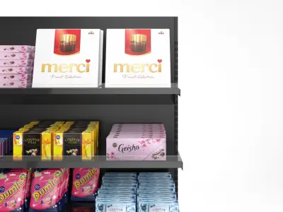 Commercial rack with chocolates 3D model