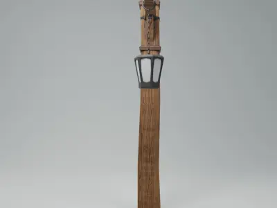 Wood pillar lamp Free low-poly 3D model