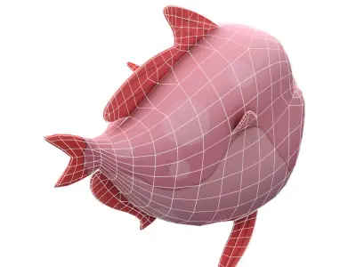 Moon Fish Cartoon Animated Low-poly 3D model