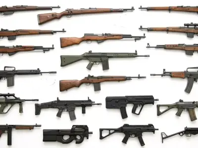 PACK OF 30 TEXTURED RIFLES 3D model