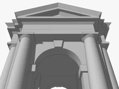 Arched portico in the mas Tuscan order with freestanding columns Low-poly 3D model
