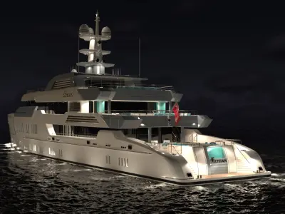 Elysian Superyacht Night Scene 3D model