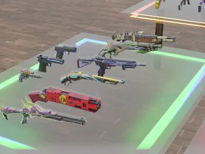 Free Fire Guns - All Guns 3d model Download - Blender 3D model