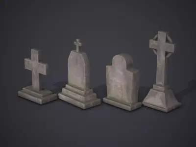 Gravestones Old Tombstones Low-poly 3D model
