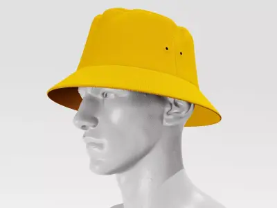 Bucket Hat - Yellow PBR 4K Low-poly 3D model