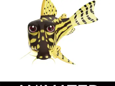 Sterba Corydoras fish animated Low-poly 3D model