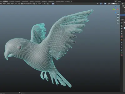 parrot parakeet flying in sky Low-poly 3D model