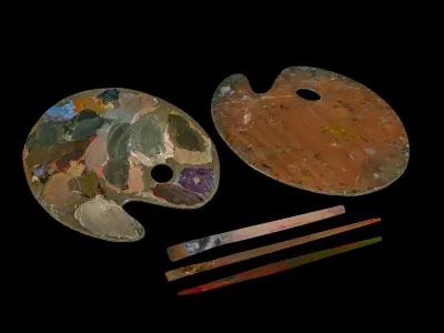 Artist Round Pallete  Free low-poly 3D model