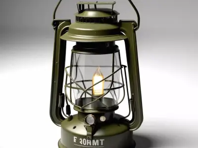 Military Style Camping Lantern Lamp Low-poly 3D model