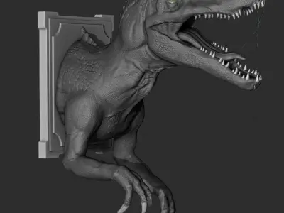 Spinossaur t - rex on wall 3D print model
