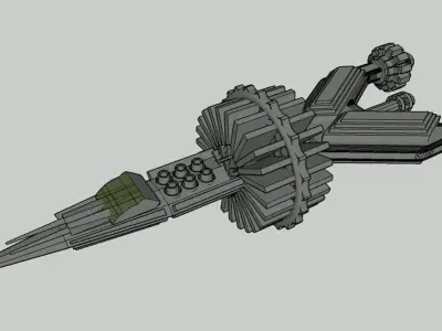 Spaceship with two propellers 3D model