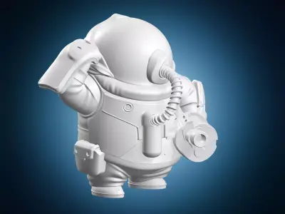 Heavy Armor Sci Fi Trooper with Gatling Gun 3D print model