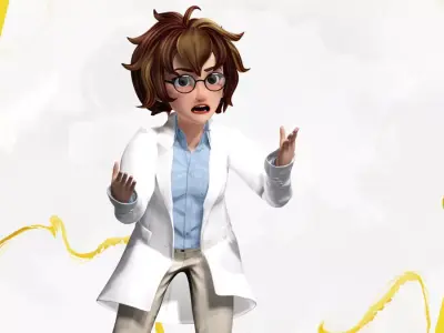 Stylized Cartoon Female Scientist or Teacher or Doctor Rigged Free 3D model