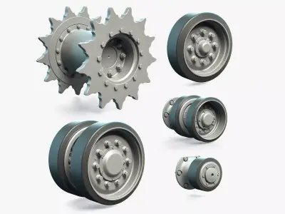 M4 Sherman Tank Wheels High-Poly 3D model