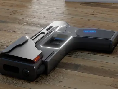 Sci-Fi compact weapon gun Low-poly 3D model