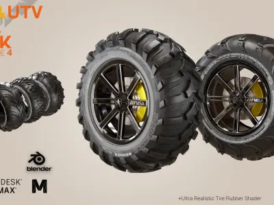 ATV UTV Tire Pack Bundle 4 Low-poly 3D model