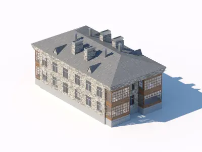 Vintage brick residential building model 3D model