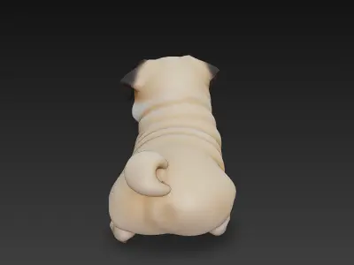 Pug Dog Realistic 3D Model Basic - Low Poly Realistic Low-poly 3D model