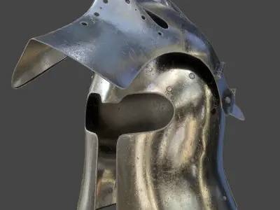 Visored Barbuta Helmet Low-poly 3D model