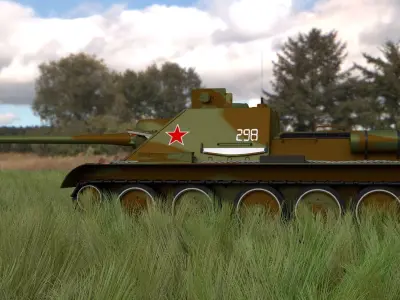 SU 100 Interior Engine Bay Full Camo HDRI 3D model