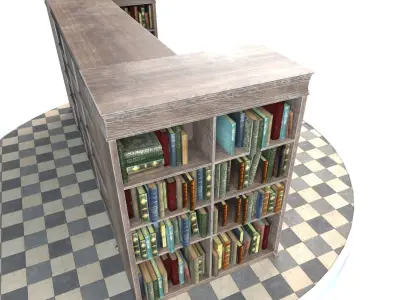 Old Bookshelf Low-poly 3D model