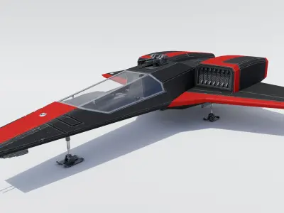 Sci-Fi Space Fighter Jet with Interior Cockpit Low-poly 3D model