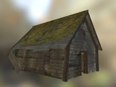 Old forest house Low-poly 3D model