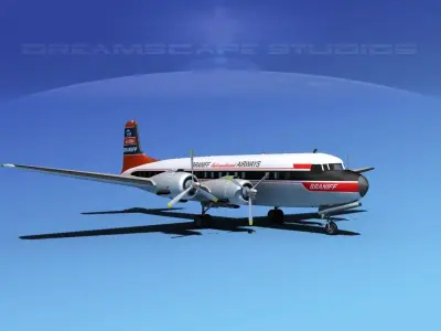 Douglas DC-7B Braniff Intl 3D model