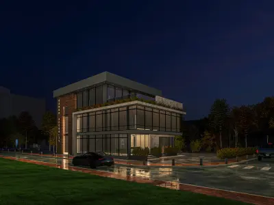 Modern Corporate Office Building 3D model