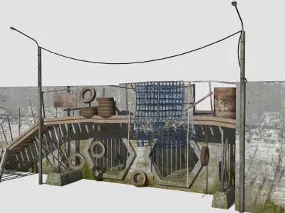 River Bridge 2 Low-poly 3D model