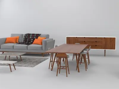 Living Room Set free Free 3D model