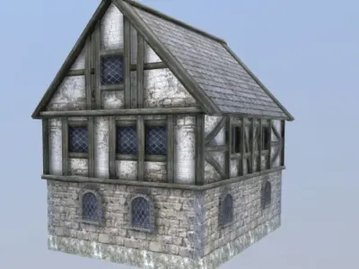 Medieval Tudor Tavern Low-poly 3D model