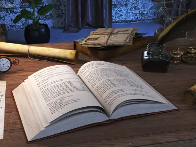 Hardcover Book Red English Text Rigged for Maya 3D model